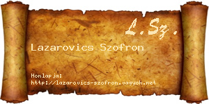 Lazarovics Szofron névjegykártya